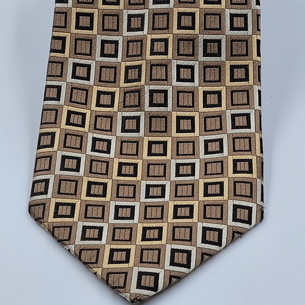 Vintage Bocara 100% Silk Geometric Tie – Handmade Classic Style